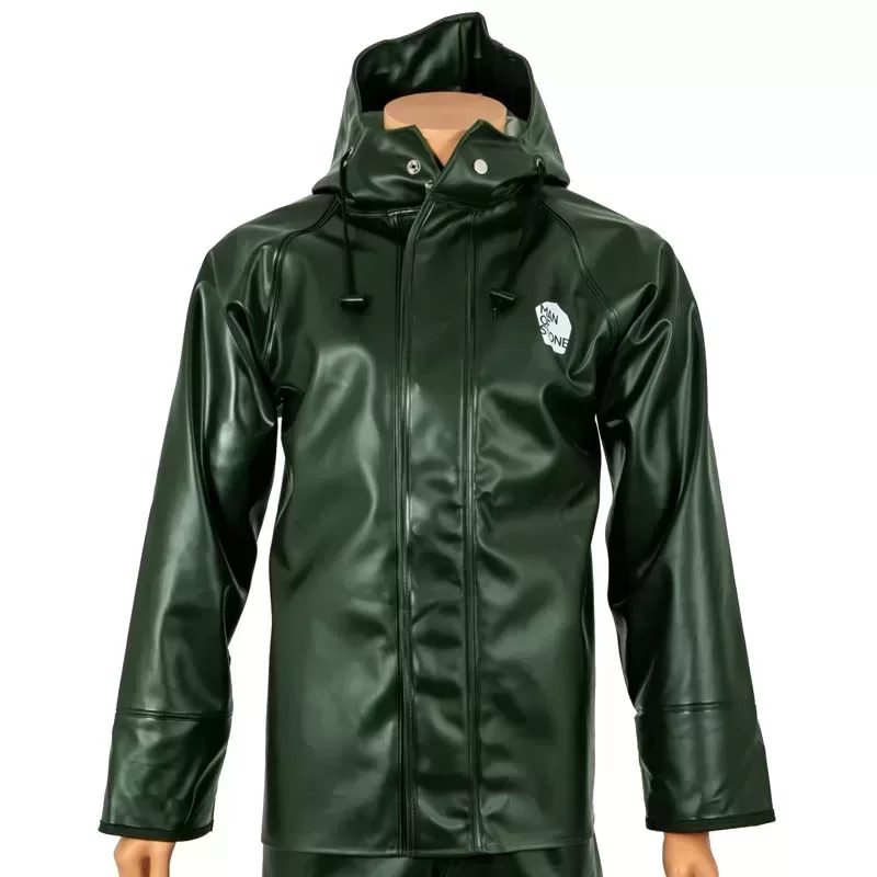 N980J green, PVC raincoat, front