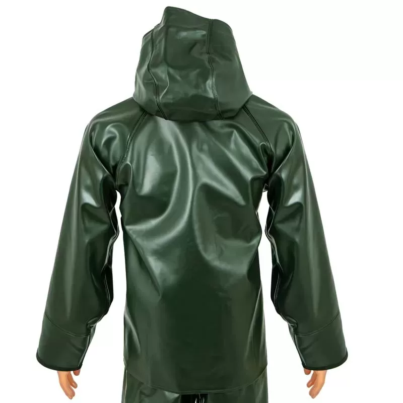 N980J green, PVC raincoat, back