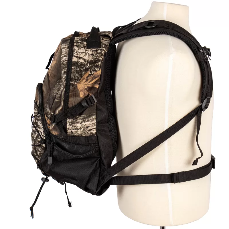 M5608 - Camo backpack, attaching to the chest and waist, side view