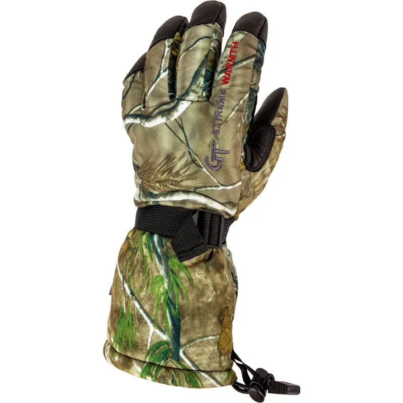 G0909-Camo deerskin gloves, reinforcement between thumb and fingers and wrist adjustment